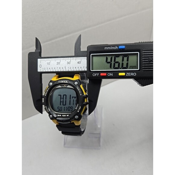 Timex Ironman Triathlon Flix Digital Yellow Black 100M Indiglo New Battery Watch - Picture 5 of 11